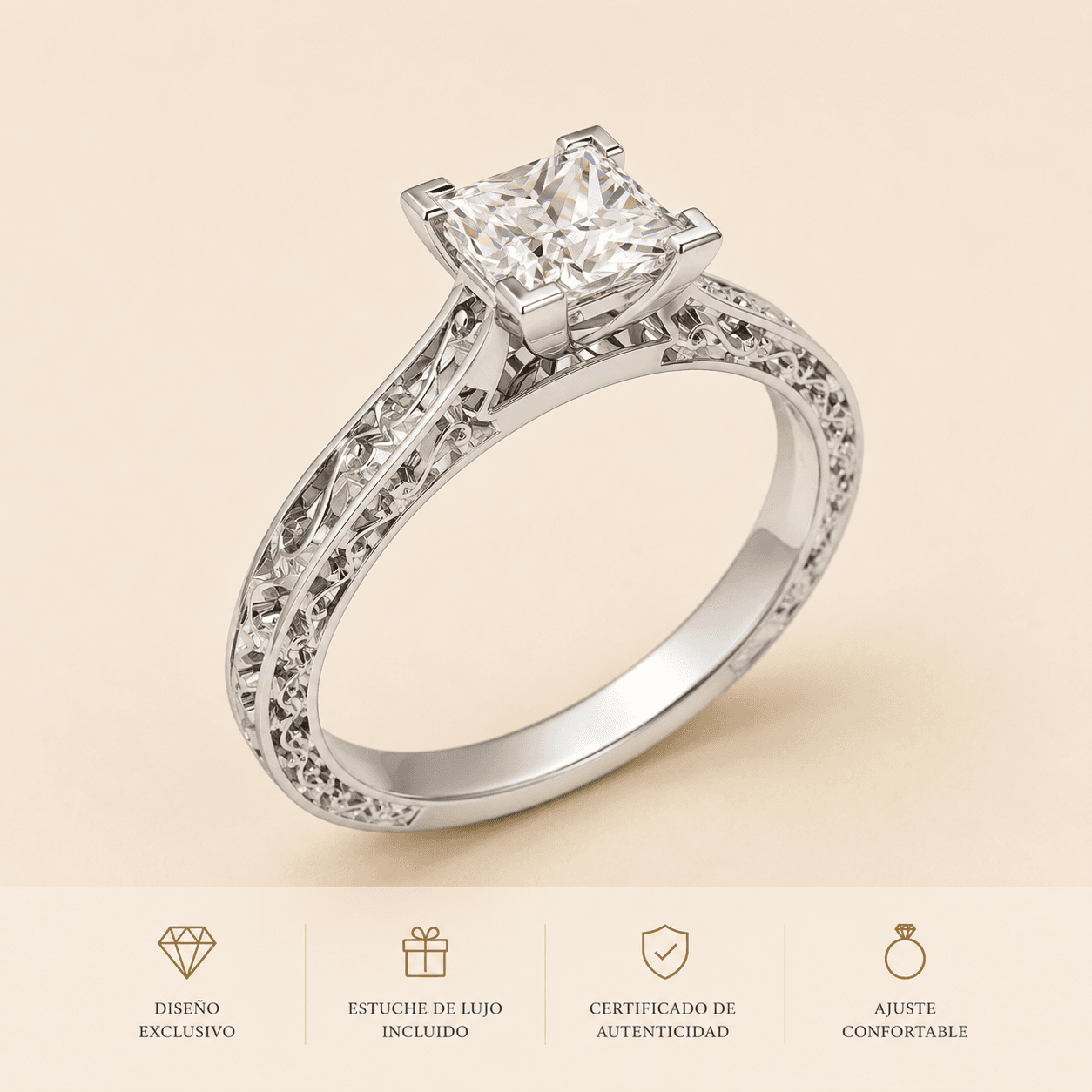 Anillo de compromiso princess